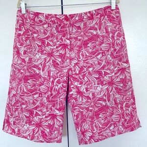 St Aumont Woman’s Pink Floral 100% Cotton Golf Shorts Size 10